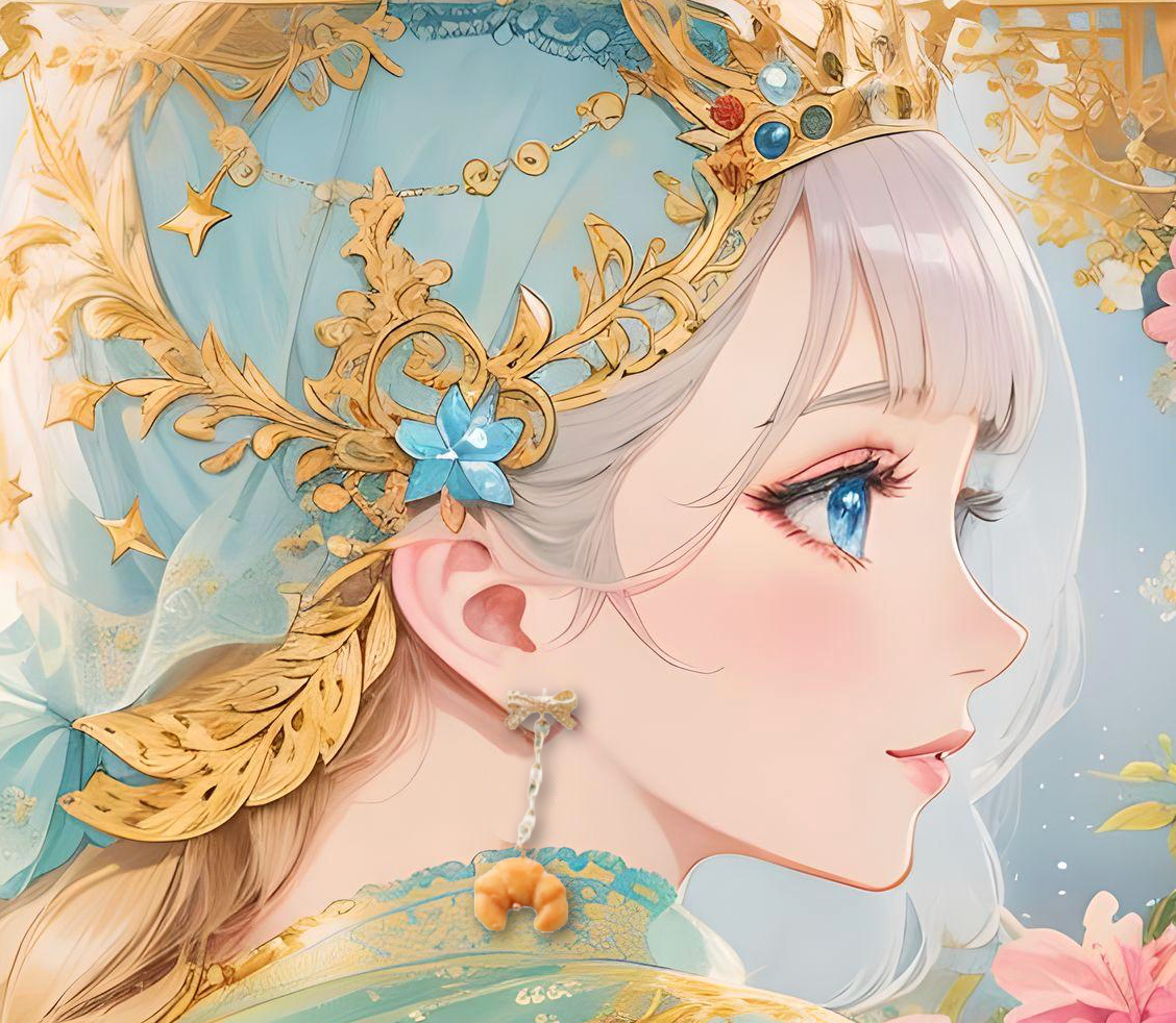 Croissant & Gold Ribbon Earrings