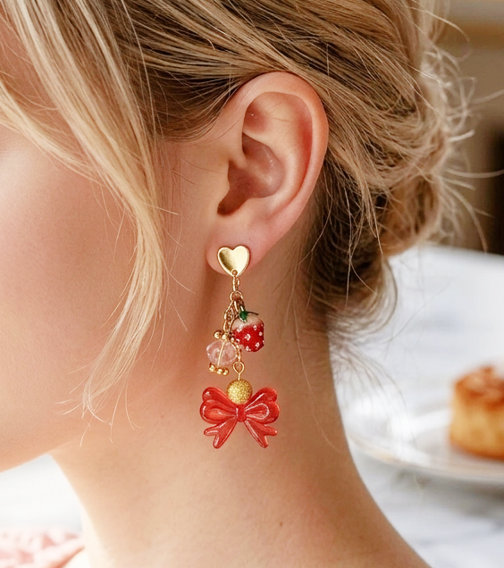 Sweetest Strawberry Picking Earrings