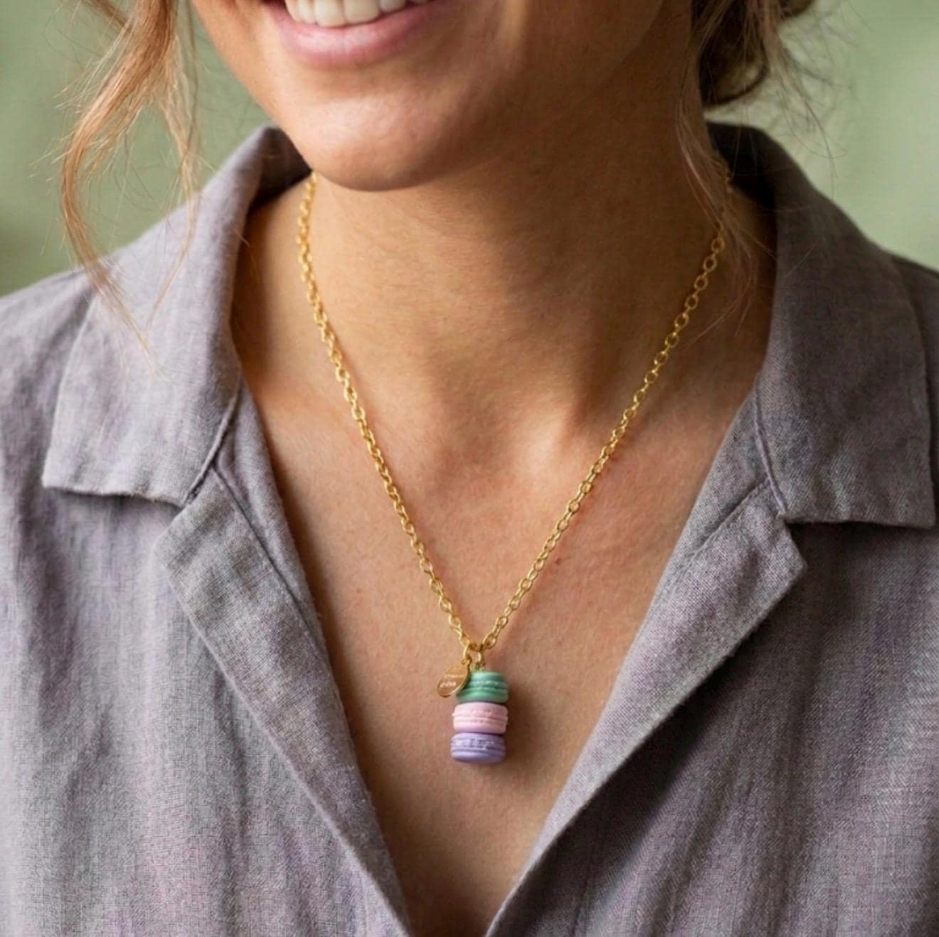 "A Quiet Afternoon at the Museum" French Macaron Tower Luxe Necklace 18K Gold Filled Vol. 2