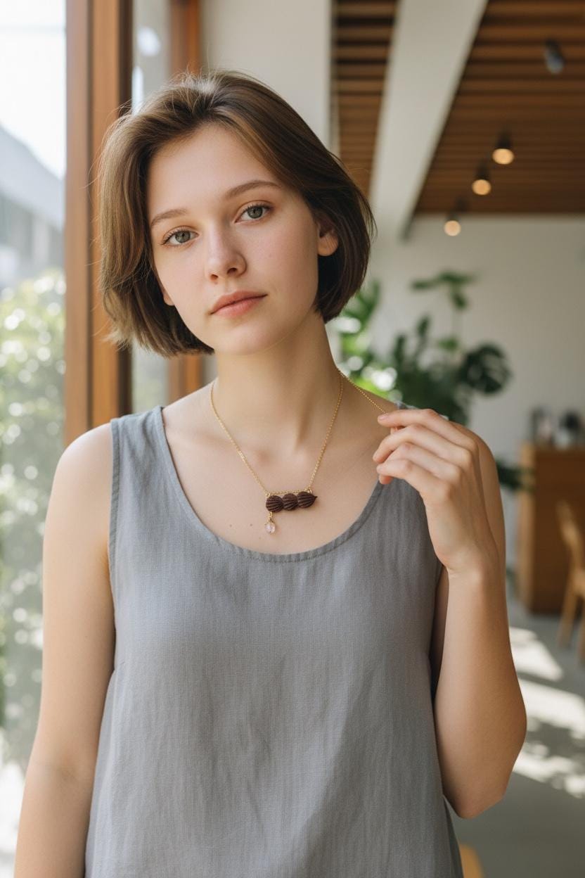 Chocolate Whipped Cream 18K Gold Filled Necklace