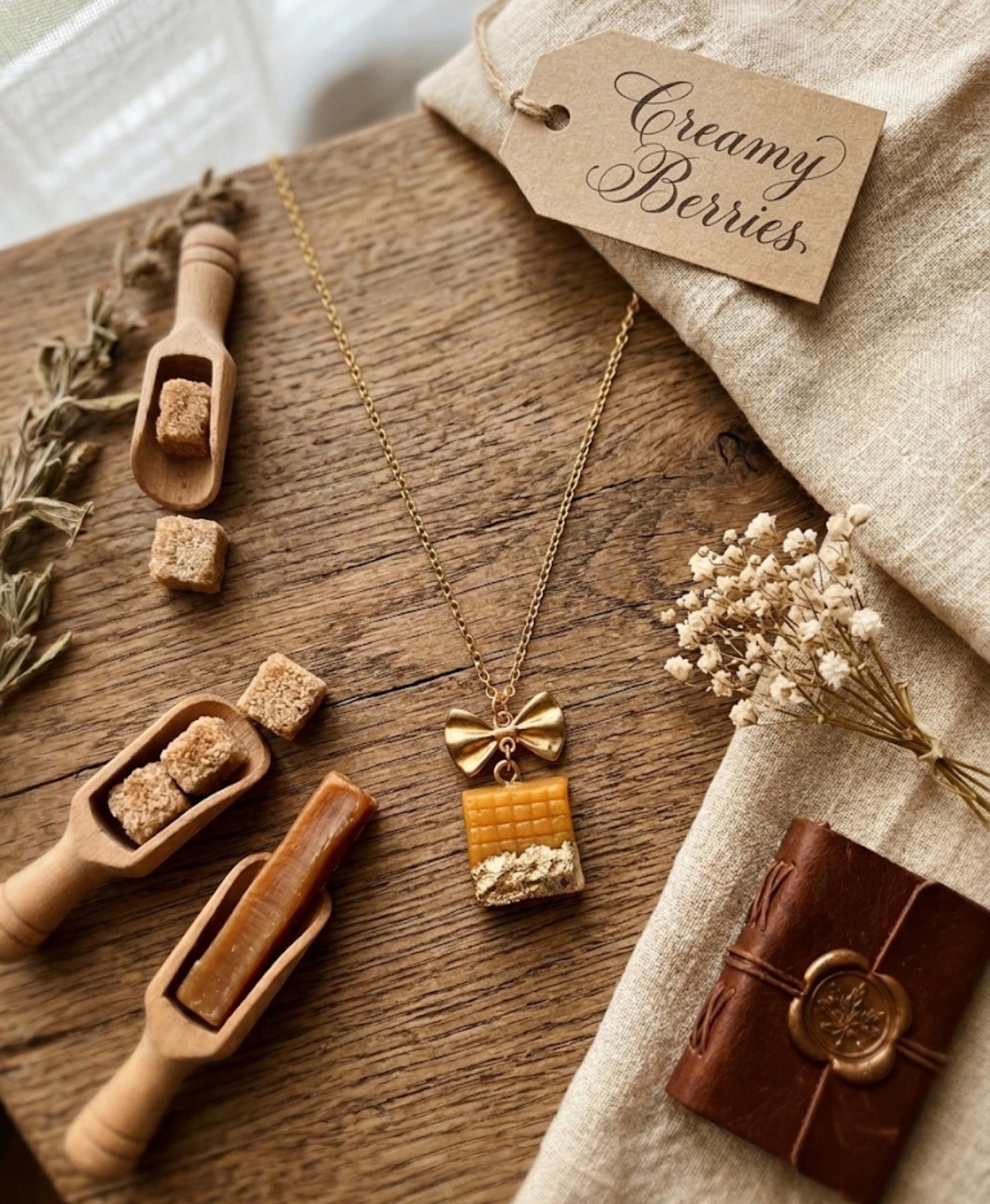 Gold Foil Wrapped Caramel 18k Gold Filled Necklace