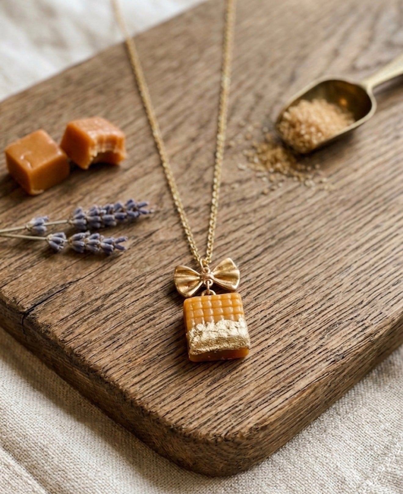 Gold Foil Wrapped Caramel 18k Gold Filled Necklace