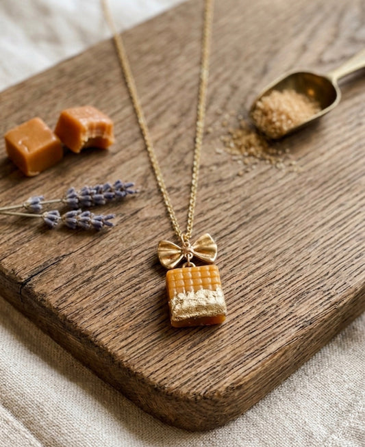 Gold Foil Wrapped Caramel 18k Gold Filled Necklace