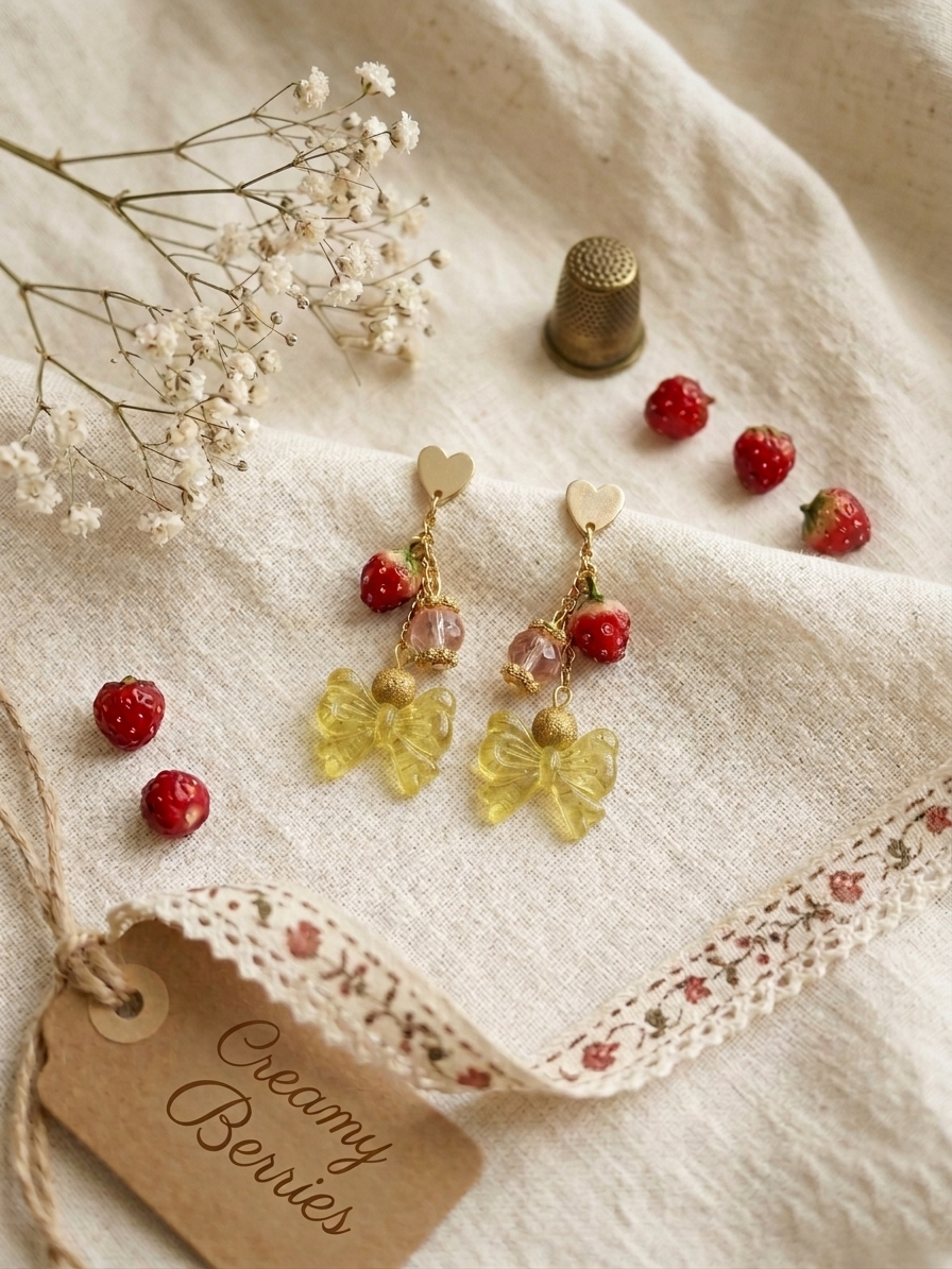 Sweetest Strawberry Picking Earrings