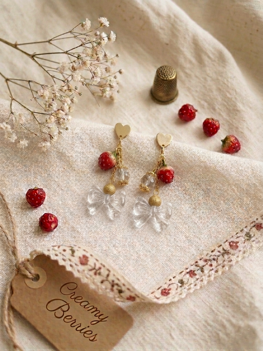 Sweetest Strawberry Picking Earrings