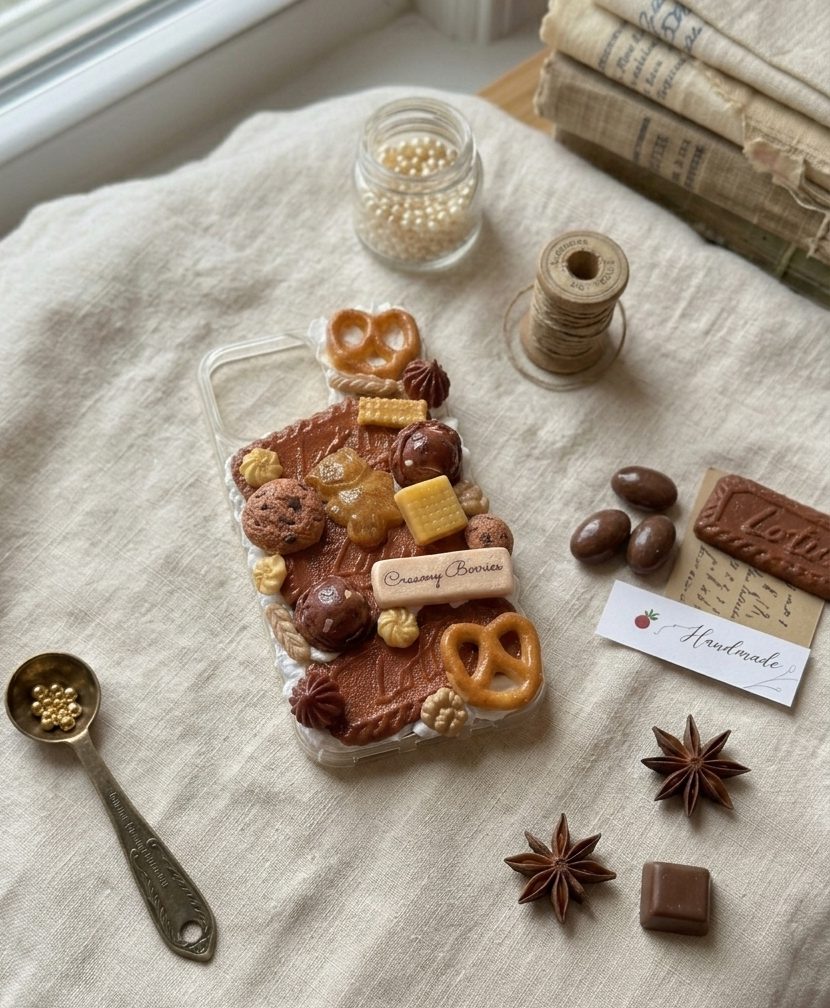One Little Afternoon Break - Biscuit & Cream Decoden Phone Case iPhone, Galaxy, Google Pixel
