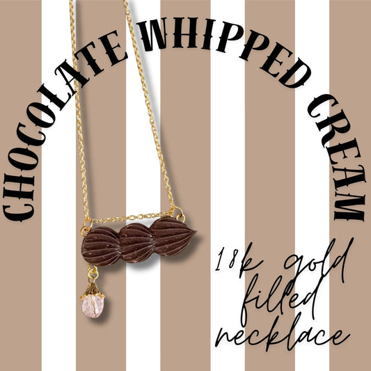 Chocolate Whipped Cream 18K Gold Filled Necklace