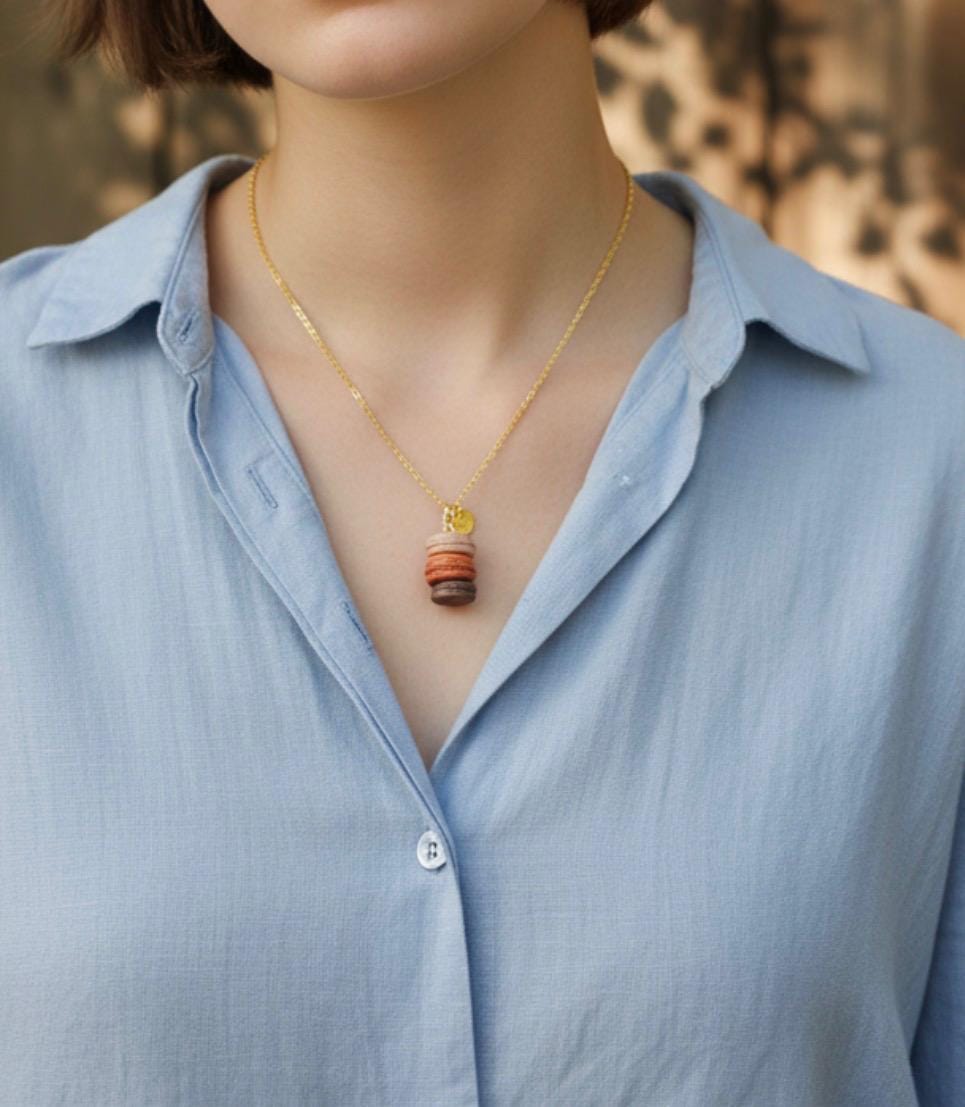 French Macaron Tower Luxe Necklace 18K Gold Filled Necklace Vol. 1