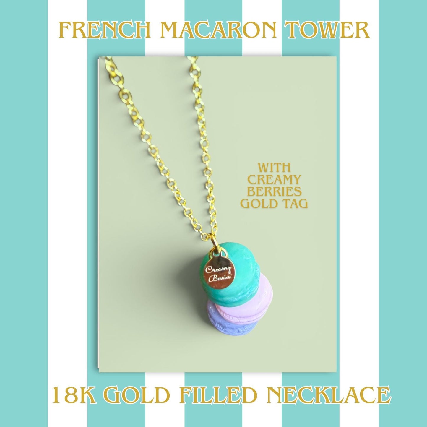 French Macaron Tower Luxe Necklace 18K Gold Filled Necklace Vol. 2