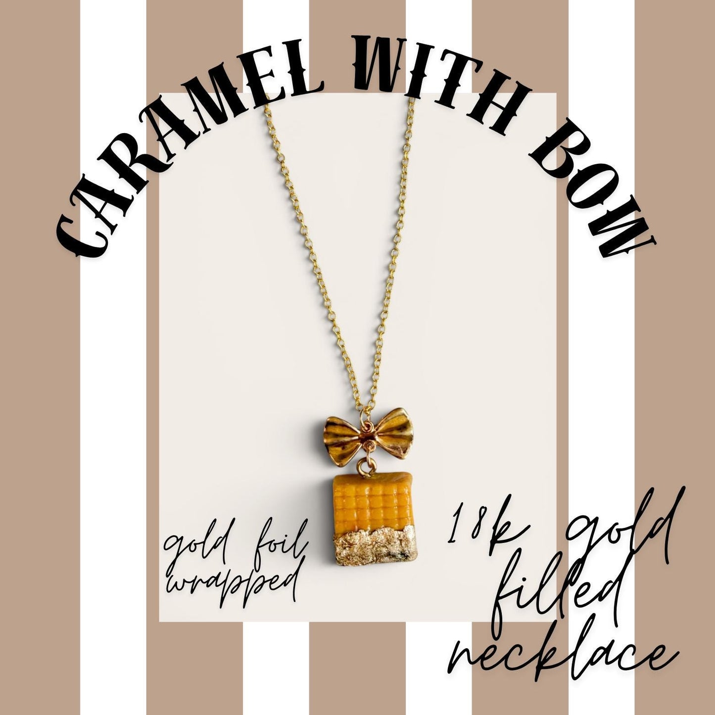Gold Foil Wrapped Caramel 18k Gold Filled Necklace