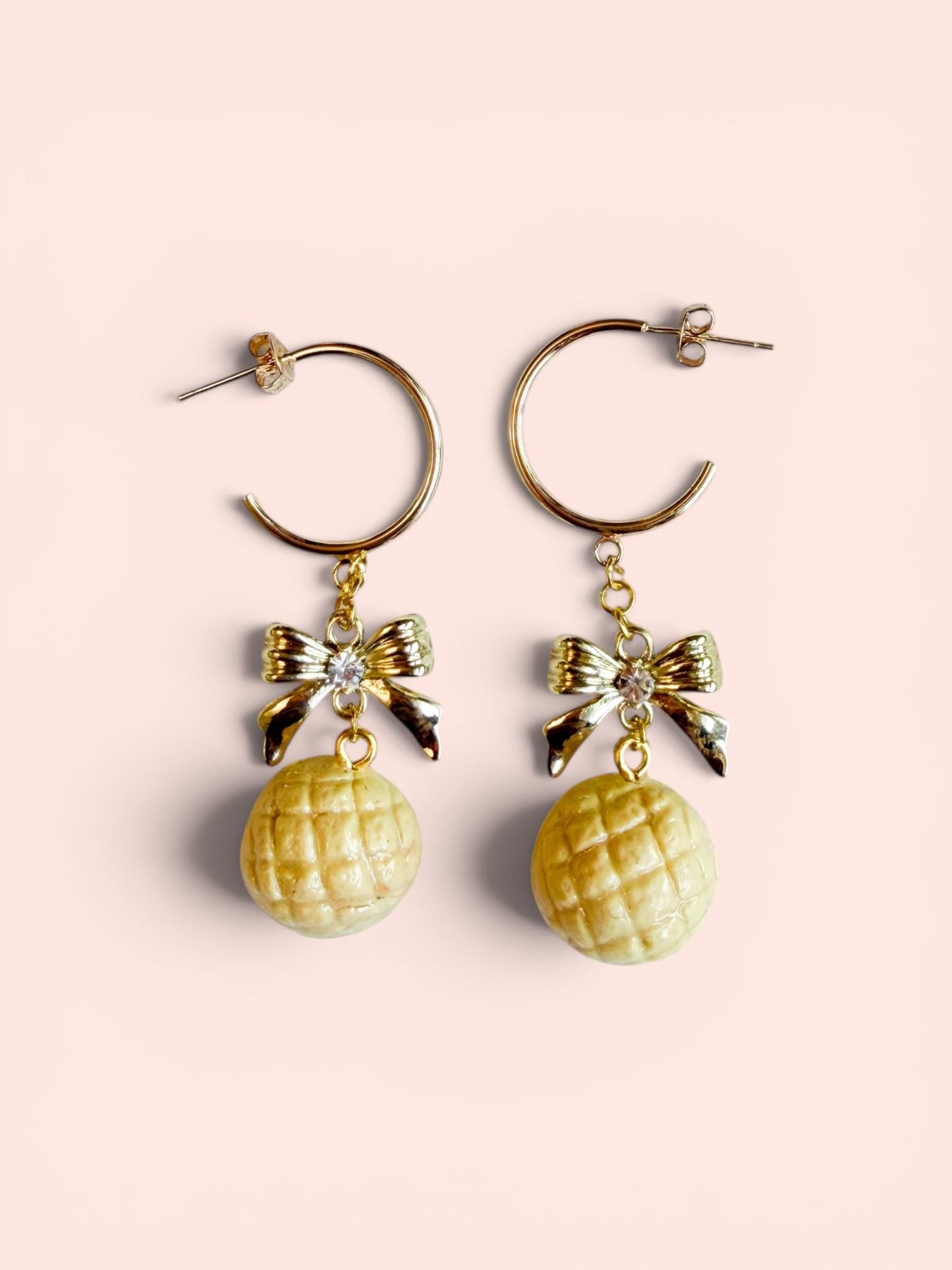 Japanese Melonpan Hoop Earrings 14k gold plated