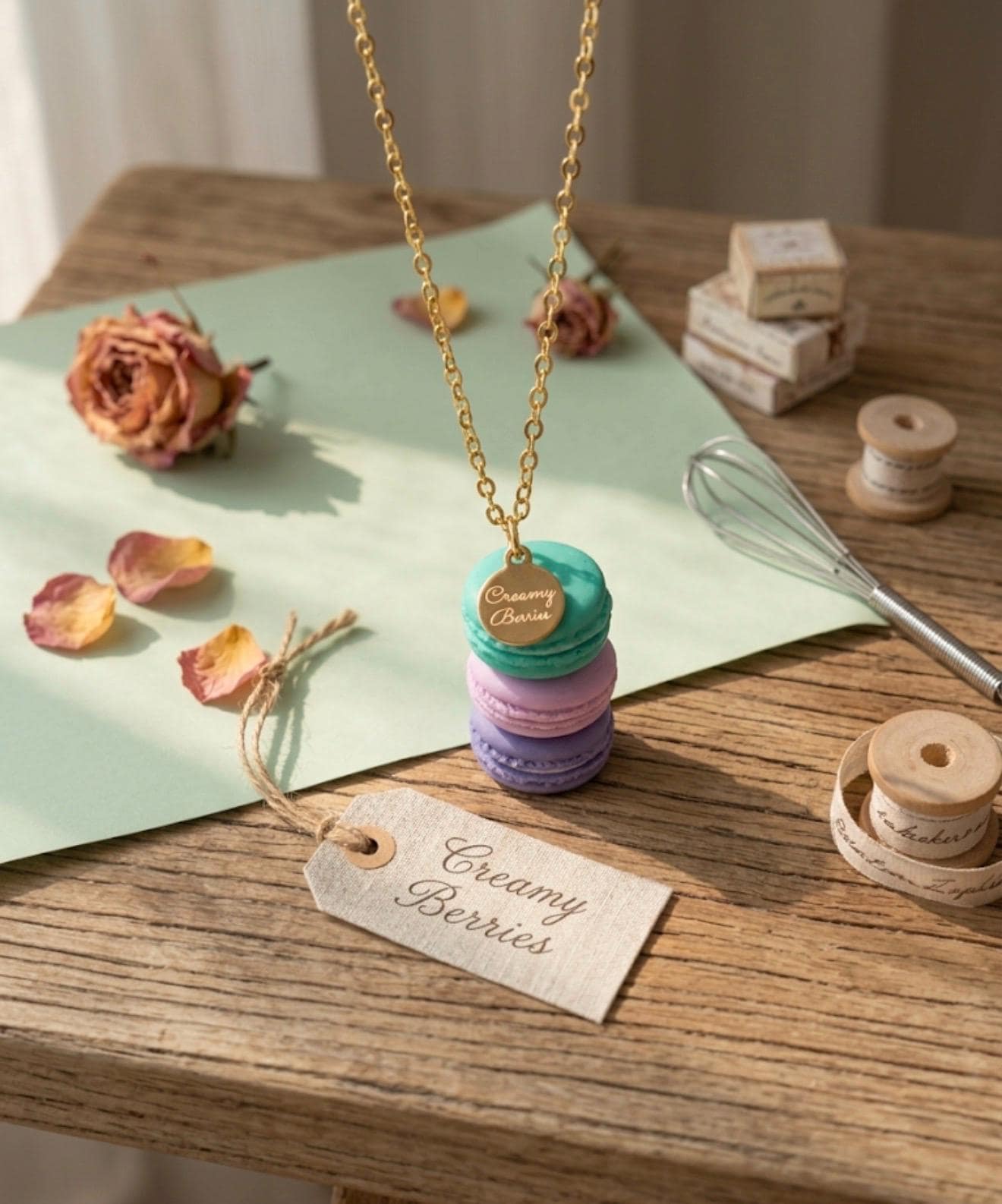 "A Quiet Afternoon at the Museum" French Macaron Tower Luxe Necklace 18K Gold Filled Vol. 2