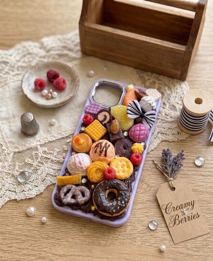 Decoden Phone Case "Choco Berry Wonderland Party Vol.1" design. iPhone, Samsung Galaxy, Google Pixel