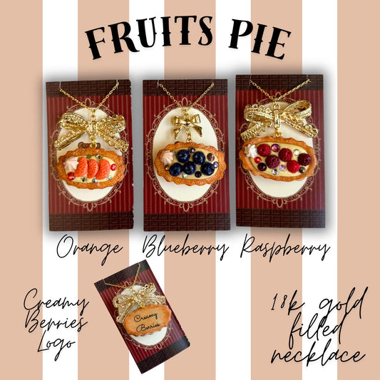 Fruit Pie & Bow 18k Gold Filled Necklace