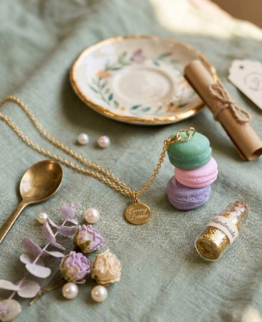 "A Quiet Afternoon at the Museum" French Macaron Tower Luxe Necklace 18K Gold Filled Vol. 2
