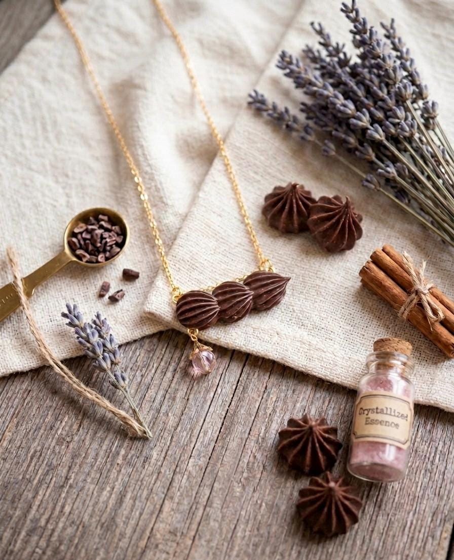 Chocolate Whipped Cream 18K Gold Filled Necklace